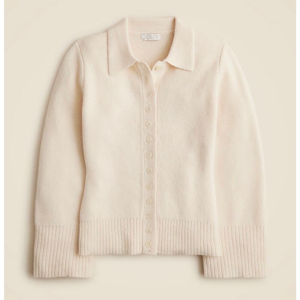 J. Crew Milano Stitch Cinched Waist Cardigan Ivory NWT size Small - Picture 5 of 8